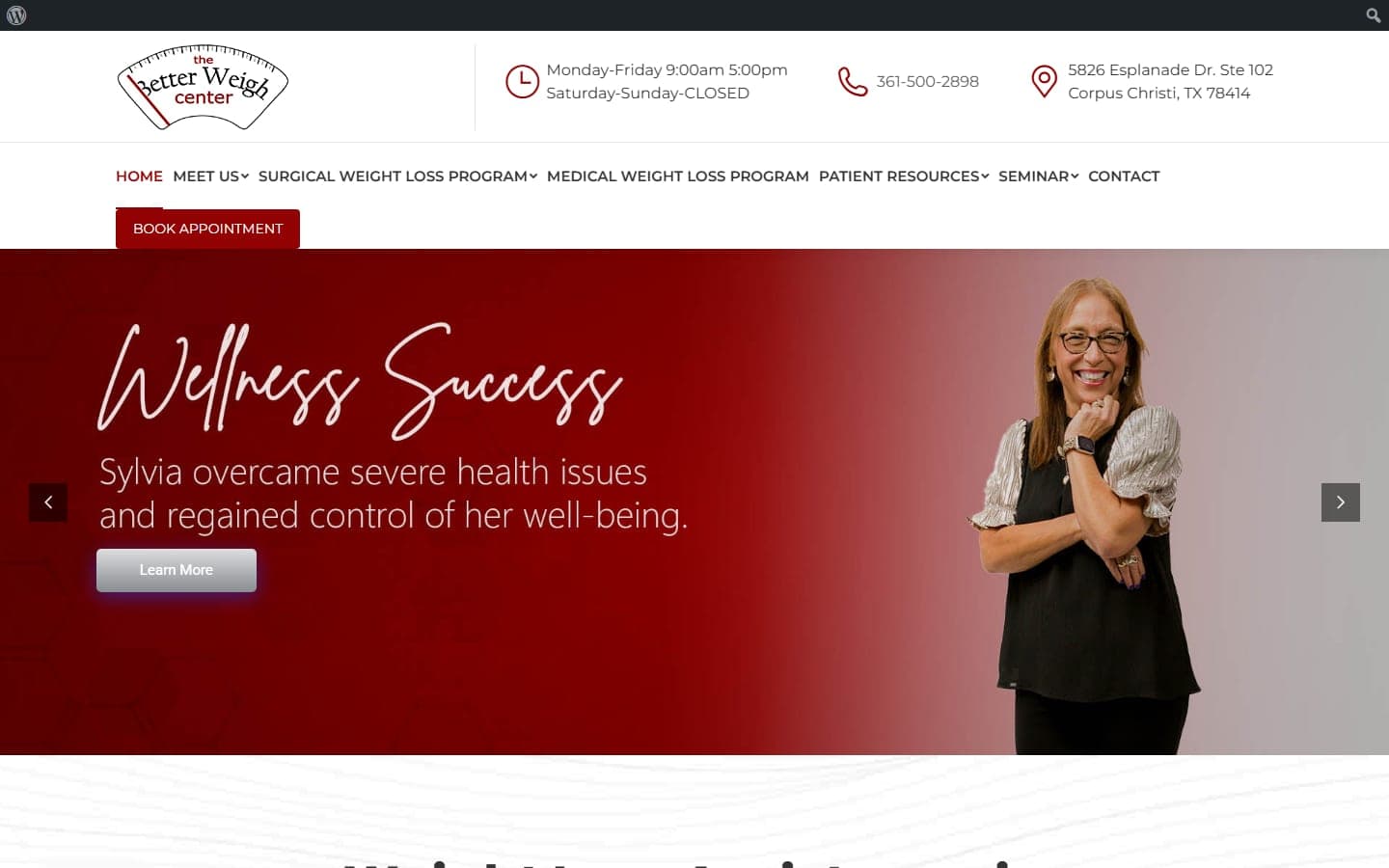 Homepage of the Better Weigh Center website