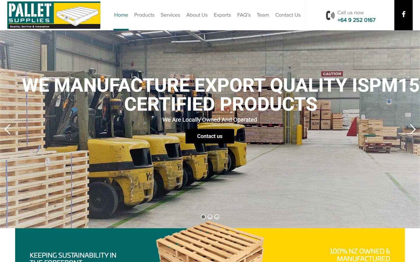 Homepage of the Pallet Supplies website
